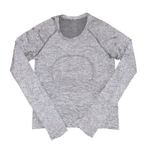 Lululemon Swiftly Tech Long Sleeve 2.0, Waist Length, Slate/White, Sz. 6